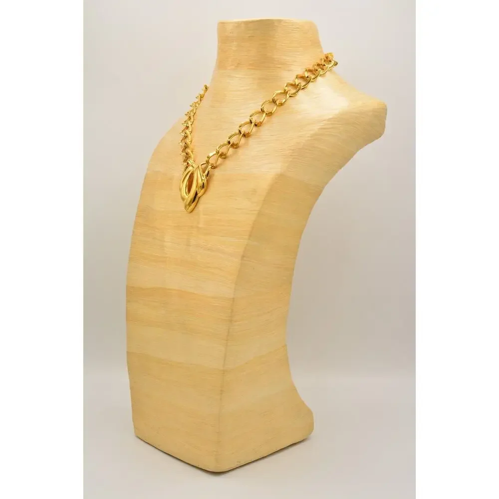 Napier Vintage Collar Necklace Bow Linked Chain Chunky Signed 1980s Bin6B
